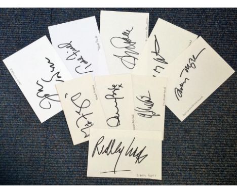 Film Directors collection, nine cards signed by Ridley Scott, Danny Boyle, Sidney Pollock, Robert Altman, Todd Field, Jim She