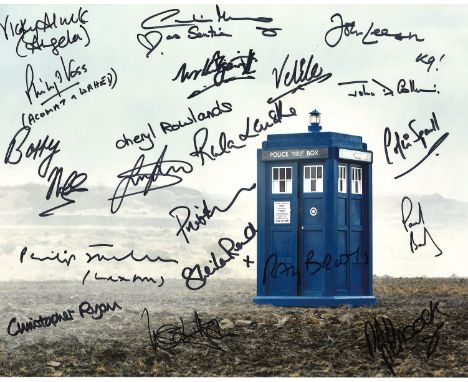 Dr Who 16x12 multi signed photo signed by 18 stars from the iconic BBC SCI Fi series includes Philip Voss, Prentis Hancock, F