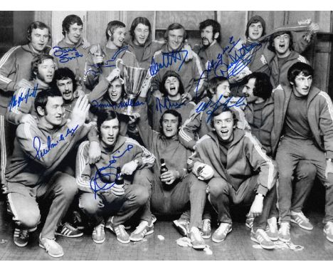 Rangers 1972, Football Autographed 16 X 12 Photo, A Superb Image Depicting Rangers Players Celebrating With The European Cup 