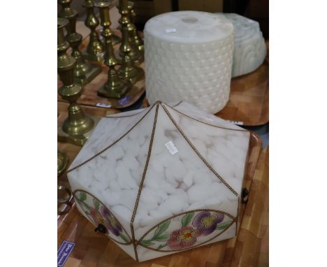 Three art deco design opaline glass ceiling lights. (B.P. 24% incl. VAT)