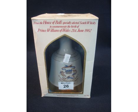 Bell's 'birth of Prince William of Wales' pottery whisky decanter in original box. (B.P. 24% incl. VAT)