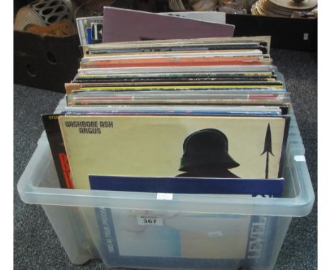 Plastic box containing assorted vinyl LPs to include: Bill Haley & the comets, Little River band, Anthrax, Worlds greatest Ja