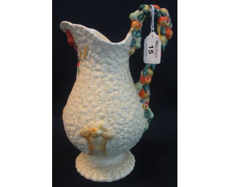 Newport pottery Clarice Cliff design Celtic harvest pottery baluster shaped pedestal jug with loop handle. Printed marks, 29c