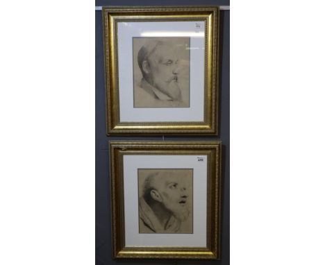 Pair of old master type monochrome portrait prints in modern gilt frames. 34 x 28cm approx. (2)(B.P. 24% incl. VAT)