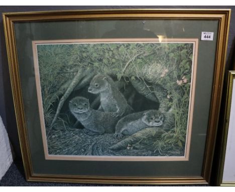 After Dick Twinney, study of otters, limited edition coloured print, signed in pencil by the artist. 40 x 50cm approx, framed