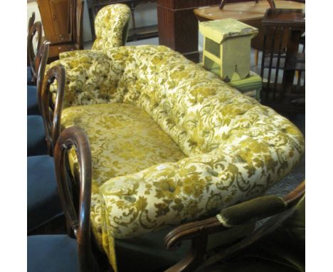 Early 20th Century Chesterfield style foliate button back two seater sofa. Together with a matching fireside armchair. (2)(B.