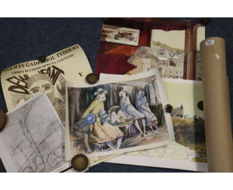 After Sir John Kyffin Williams 'Penrhyn du', artists proof coloured print signed in pencil, together with a number of assorte