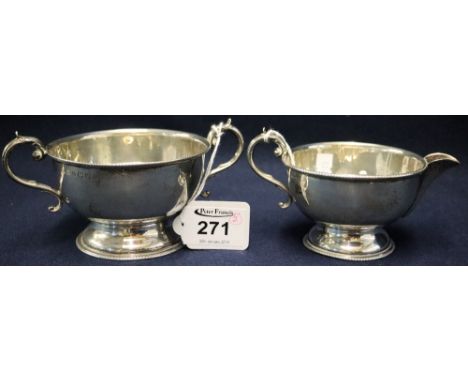 Silver two handled sucrier and matching cream jug, Birmingham hallmarks, 7.5 troy ozs approx.(B.P. 24% incl. VAT)