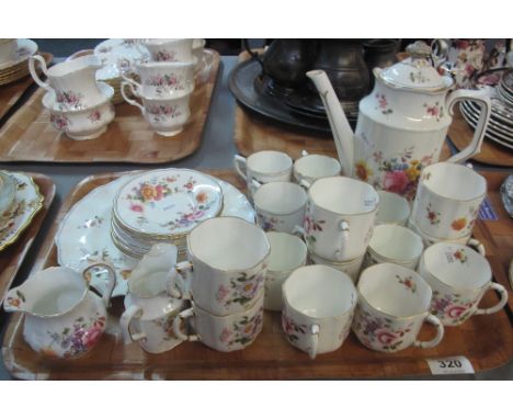 Tray of Crown Staffordshire and small collection of Derby 'Derby Posies' and similar to include: coffee cans and saucers, cof