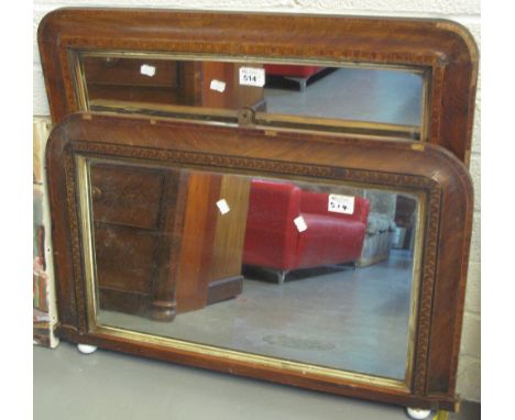 Two similar 19th Century over mantel mirrors with parquetry inlay. (2)(B.P. 24% incl. VAT)