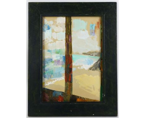 Jonathan Richard Turner, Multi coloured abstract. Oil on canvas, framed. 38 x 51cm. Together with another, Abstract Seascape,