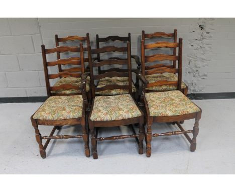 A set of six oak ladder back dining chairs 