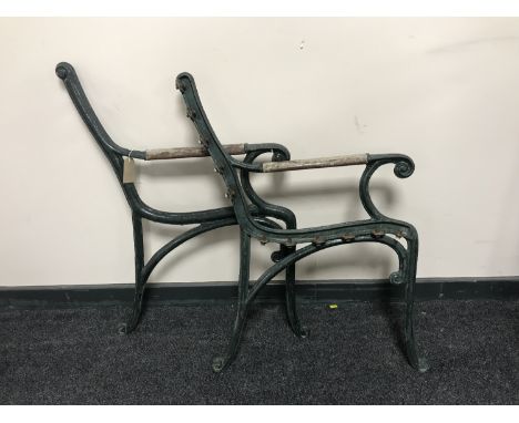 A pair of Victorian cast iron bench ends