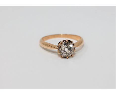 An old-cut solitaire diamond ring, the diamond weighing approximately 1.38 carat, size L CONDITION REPORT: The approximately 