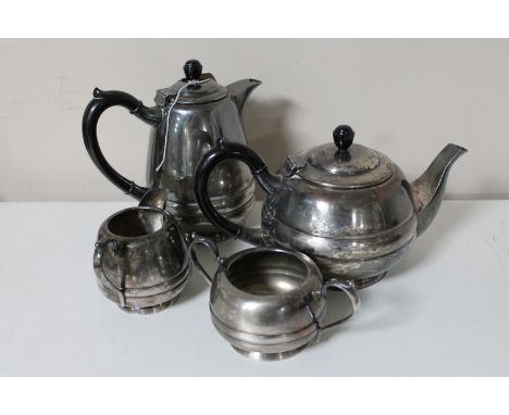 A four-piece Walker &amp; Hall Sheffield plate tea service 