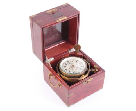A TWO DAY RUSSIAN MARINE CHRONOMETER in mahogany brass bound case 20cm high