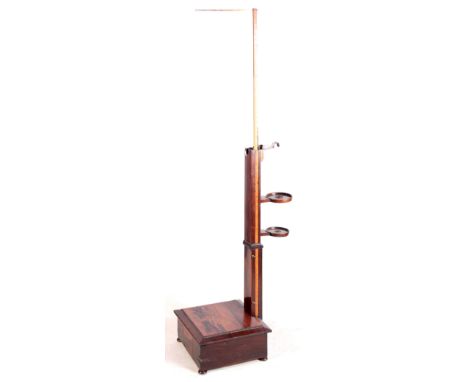 A GENTLEMAN'S 19th CENTURY ROSEWOOD BALANCE SCALE with boxwood sliding height measuring rule 