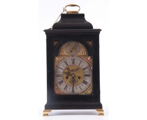 AN EARLY 18th CENTURY BRACKET CLOCK SIGNED JOHN PITTMAN, LONDON the later inverted bell top case enclosing a 7" arched brass 