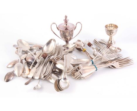 A LARGE COLLECTION OF SILVER FLATWARE app. 120 troy oz. 