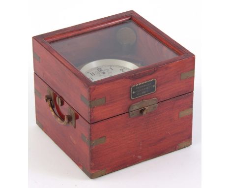 A TWO DAY RUSSIAN MARINE CHRONOMETER in mahogany brass bound case 17.5cm high
