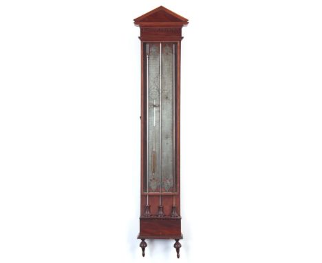 A. PAPPI, AMSTERDAM. A LATE 18th CENTURY DUTCH BAROMETER having a mahogany architectural glazed case with boxwood inlays encl