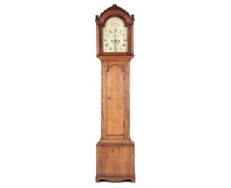 WILLIAM BOWRA, SEVEN OAKES. A LATE GEORGE III LONGCASE CLOCK the arched case enclosing a 12" painted dial with Roman numerals