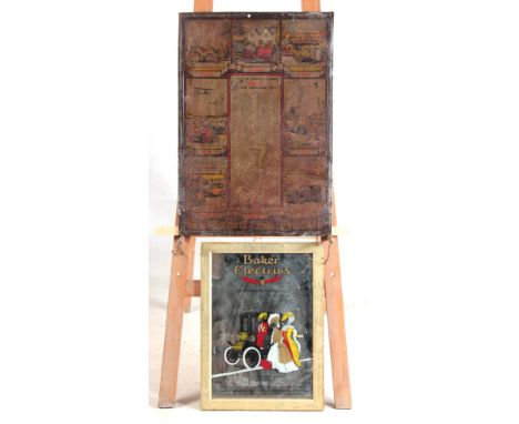 A VINTAGE MOTORING ADVERTISING MIRROR FOR BAKER ELECTRICS, of three lady’s with a vintage car 56cm high by 41cm wide together