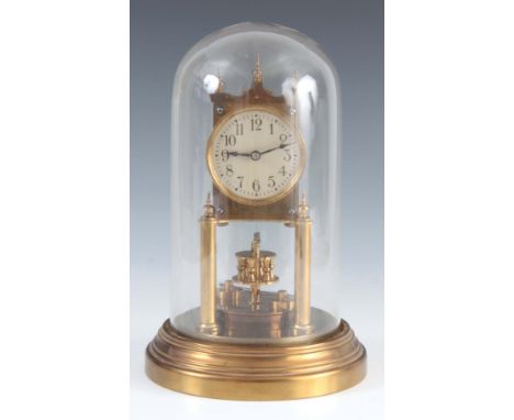 AN EARLY 20th CENTURY GUSTAV BECKER 400 DAY MANTEL CLOCK under glass dome 29.5cm high