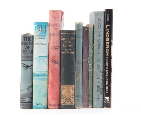 A COLLECTION OF 9 including, LINDBERGH by Von Hardesty, THE RISE &amp; FALL OF THE GERMAN AIR FORCE, AIRCRAFT AND FLYING by M
