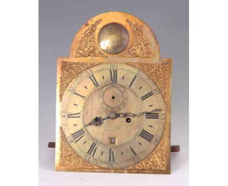 WILLIAM CAMDEN LONDON AN EARLY GEORGE III 12" ARCHED BRASS DIAL EIGHT DAY LONGCASE MOVEMENT with gilt spandrels and engraved 