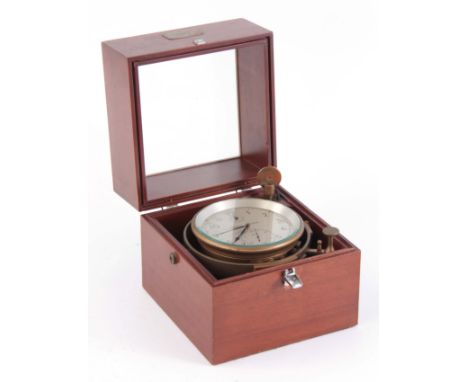 A THOMAS MERCER EIGHT DAY MARINE CHRONOMETER in a mahogany box 21cm high