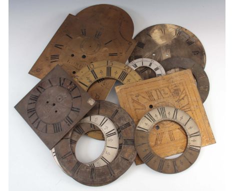 A SELECTION OF 12 LONGCASE CLOCK DIALS AND CHAPTER RINGS 