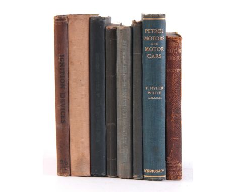 A COLLECTION OF 8 BOOKS including, THE MOTOR BOOK by R. J. Mecredy, PETROL MOTORS AND MOTOR CARS by T. Hyler White, NOTES ON 
