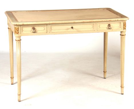 MOBILLIER, MAJORELLE, De NANCY, 'MADE FOR THE RITZ PARIS' A 19TH CENTURY FRENCH PAINTED WRITING TABLE with leathered top abov