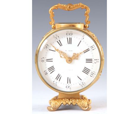 HENRY MARC, PARIS. A LATE 19th CENTURY FRENCH BRASS CASED MANTEL CLOCK the lacquered case having applied gilt decoration with