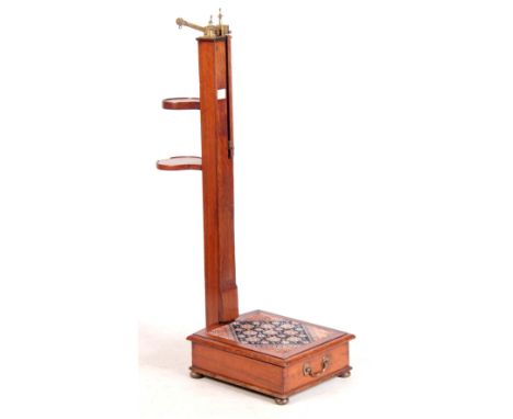 A 19th CENTURY GENTLEMAN'S  MAHOGANY AND BRASS BALANCE SCALE with a sliding rule for height measurement 