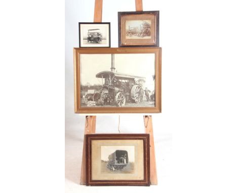 A COLLECTION OF FOUR  EARLY 20th CENTURY PHOTOGRAPHIC PRINT, AND PHOTOGRAPHS OF A VINTAGE TRACTION ENGINES, TRAM, AND MILITAR