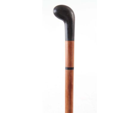 A LATE 19TH CENTURY MALACA SWORD STICK WITH EBONY CLUB HEAD POMMEL 85cm.