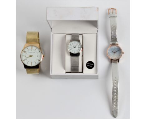 *A hallmarked 9ct yellow gold gents signet ring, a gents wristwatch and a ladies wrist watch, an OLIVIA BURTON ladies wristwa