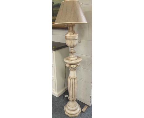 A 19th-century alabaster plant stand 92cm high, with a similar later lamp (2)
