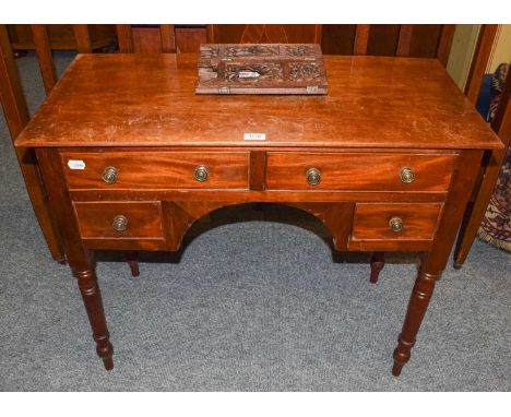 A mahogany commode, a mahogany bow front cabinet and a mahogany lowboy (3)