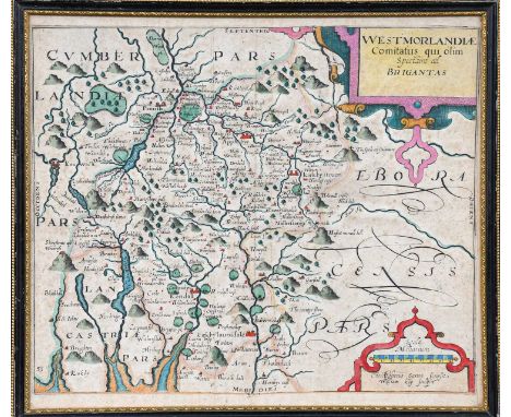 Westmoria and Westmorland, hand coloured map, together with a further map of "Cumberland" by R Blome, another depicting Westm