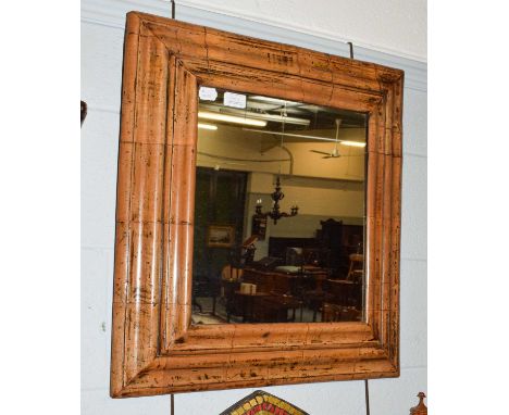 A late 19th century satinwood wall mounted display cabinet with shaped top and two shelves (with key), 37.5cm by 13cm by 48.5