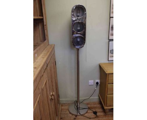 Chrome novelty standard lamp in the form of a traffic light