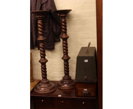 Pair of twist column torcheres, sewing machine, cash register and firescreen