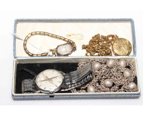 Vintage Zenith wristwatch, vintage 9 carat gold cased wristwatch, etc