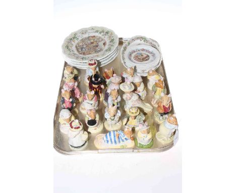 Twenty-three Royal Doulton Brambly Hedge figures, four plates, four trinket dishes and an oval dish