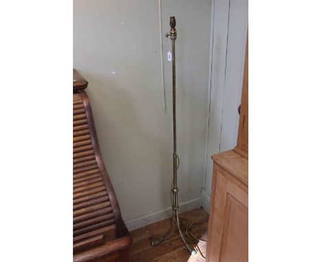 Early 20th Century brass standard lamp, converted to electricity