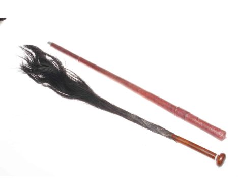 Leather covered swordstick and a fly swat (2)