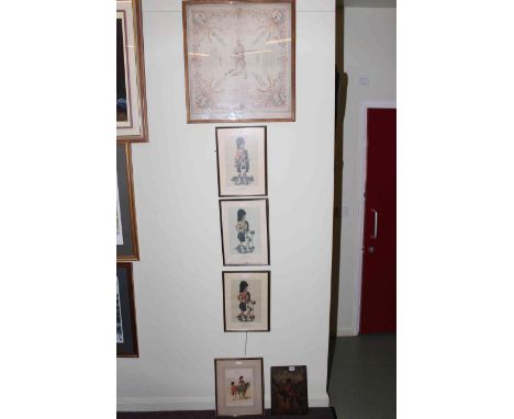 Naive oil on panel of a Seaforth Highlander, Daily Mail Absent Minded Beggar print, and four Seaforth Highlanders prints (6)